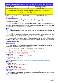 Giáo án chuyên đề Hóa học 10 sách Chân trời sáng tạo đề 8