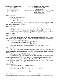 Đề tuyển sinh lớp 10 THPT môn Toán năm 2020 – 2021 sở GD&ĐT Hải Dương