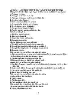 Câu hỏi trắc nghiệm kinh tế Vi mô