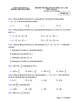 Đề thi HK2 Toán 10 năm 2017 – 2018 trường THPT Trấn Biên – Đồng Nai