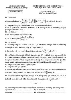 Đề thi học sinh giỏi Toán 9 năm 2023 – 2024 phòng GD&ĐT Châu Đức – BR VT