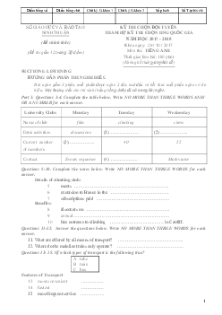Kì thi chọn đội tuyển chính thức dự thi Ninh Thuận HSG quốc gia lớp 12 thpt năm 2017 môn thi Tiếng Anh