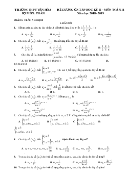 Đề cương ôn tập HK2 Toán 11 năm 2018 – 2019 trường THPT Yên Hòa – Hà Nội
