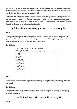 Giải Tin học 10 Bài 4: Các kiểu dữ liệu số và câu lệnh vào – ra đơn giản | Cánh diều
