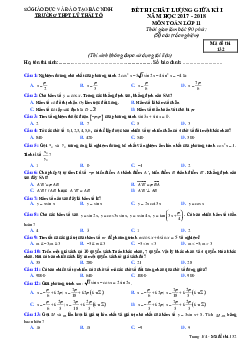 Đề thi chất lượng giữa kỳ 1 năm 2017 – 2018 môn Toán 11 trường THPT Lý Thái Tổ – Bắc Ninh