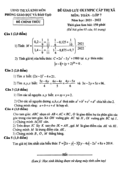 Đề Olympic Toán 7 năm 2021 – 2022 phòng GD&ĐT Kinh Môn – Hải Dương