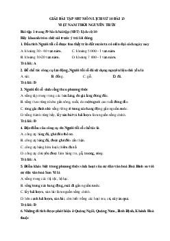 Giải bài tập SBT Lịch sử lớp 10 bài 13: Việt Nam thời kì nguyên thủy