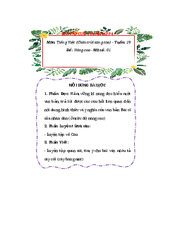 Bài tập cuối tuần Tiếng Việt lớp 4 Chân trời sáng tạo Tuần 19 Nâng cao