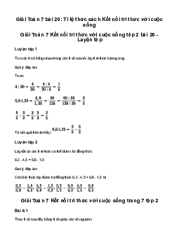 Giải Toán 7 Bài 20: Tỉ lệ thức | Kết nối tri thức