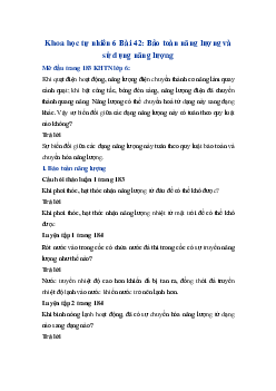 Giải sách giáo khoa môn Khoa học tự nhiên 6 Bài 42: Bảo toàn năng lượng và sử dụng năng lượng | Chân trời sáng tạo