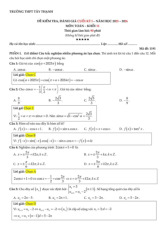 Đề kiểm tra cuối kỳ 1 môn tóan khối 11