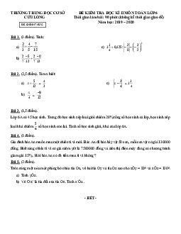 Đề kiểm tra học kì 2 Toán 6 năm 2019 – 2020 trường THCS Cửu Long – TP HCM