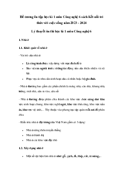 Đề cương ôn tập học kì 1 môn Công nghệ 6 sách Kết nối tri thức với cuộc sống | Bộ 2