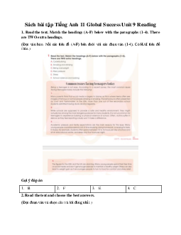 Giải Unit 9 Reading | Sách bài tập Tiếng Anh 11 Global Success