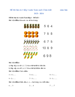 ĐỀ KIỂM TRA CUỐI HỌC KÌ 1 lớp 1 môn Toán  | Đề 4 | Chân trời sáng tạo