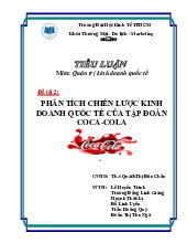 Tiểu luận : Phân tích chiến lược kinh doanh quốc tế của tập đoàn Coca - Cola | Trường Đại học Kinh tế TP.HCM
