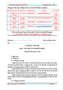Giáo án Khoa học tự nhiên 7 Vật lí Bài 7: Tốc độ của chuyển động | Cánh diều