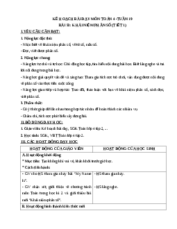 Giáo án Toán lớp 4 Tuần 19 | Cánh diều