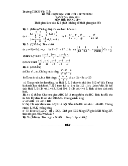 Đề HSG Toán 7 cấp trường năm 2020 – 2021 trường THCS Văn Tiến – Vĩnh Phúc
