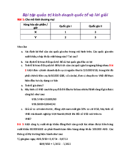 Bài tập Quản trị kinh doanh quốc tế và lời giải | Đại học Công Đoàn