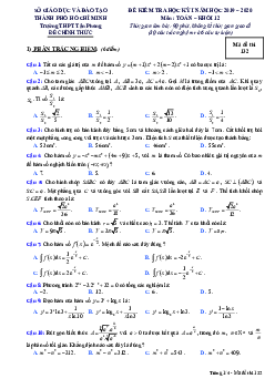 Đề thi HK1 Toán 12 năm 2019 – 2020 trường THPT Tân Phong – TP HCM