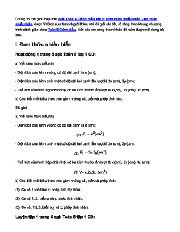 Toán 8 Cánh diều bài 1 trang 5, 6, 7, 8, 9, 10