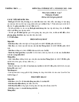 Đề thi học kì 1 Lịch sử và địa lý lớp 7 | Đề 4 | Chân trời sáng tạo