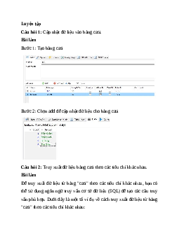 Giải bài 21: Thực hành cập nhật và truy xuất dữ liệu các bảng | Tin học 11 Kết nối tri thức