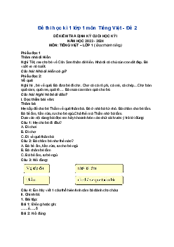 Đề thi học kì 1 lớp 1 môn Tiếng Việt - Đề 2 | Cánh Diều