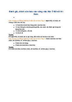 Giải SGK Tiếng Việt 5 trang 43 Bài 8: Đánh giá, chỉnh sửa báo cáo công việc - Kết nối tri thức (Tập 1)