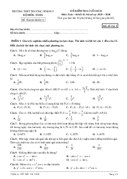 Đề tham khảo HK2 Toán 11 KNTTVCS năm 2023 – 2024 THPT Trương Vĩnh Ký – Bến Tre