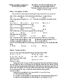 Đề thi HK1 Toán 6 năm học 2017 – 2018 phòng GD và ĐT thành phố Ninh Bình