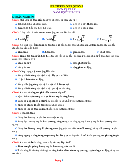 Đề Cương Ôn Tập Học Kỳ 1 Vật Lí 11 Năm Học 2023-2024