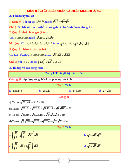 Tài liệu Toán 9 chủ đề liên hệ giữa phép nhân và phép khai phương