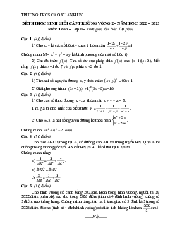 Đề HSG Toán 8 vòng 2 năm 2022 – 2023 trường THCS Cao Xuân Huy – Nghệ An