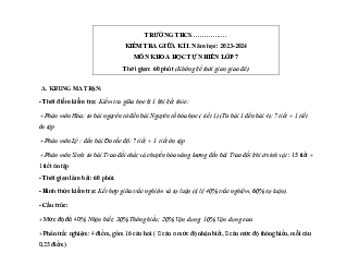 Đề thi giữa học kì 1 môn Khoa học tự nhiên 7 năm 2023 - 2024 sách KNTT - Đề 8+9