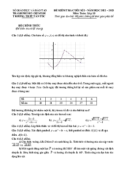 Đề cuối kì 1 Toán 10 năm 2022 – 2023 trường THPT Tân Túc – TP HCM