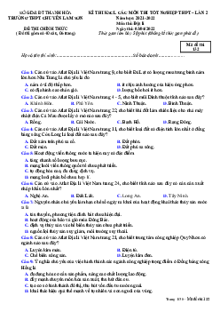 Đề thi thử THPT Quốc gia 2022 môn Địa Lý lần 2 Sở GD&ĐT Thanh Hóa