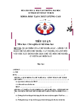 Tiểu luận môn Chủ nghĩa xã hội khoa học đề tài "Quan điểm của chủ nghĩa Mác - Lenin về dân chủ xã hội chủ nghĩa và ý nghĩa của nó đối với việc xây dựng nền dân chủ ở Việt Nam"