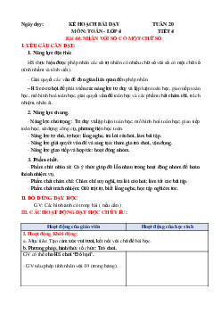 Giáo án Toán lớp 4 Tuần 20 Bài 44 | Chân trời sáng tạo