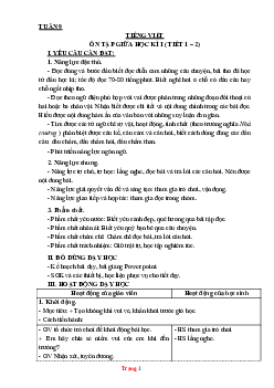Giáo án Tiếng Việt 3 Kết nối tri thức tuần 9 ôn tập giữa học kì 1