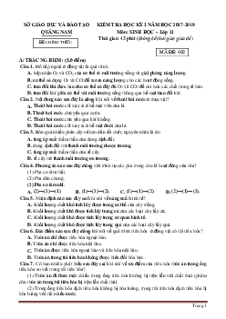 Đề kiểm tra học kỳ I năm 2017-2018 sinh 11 Sở GD Quảng Nam (đề 402, có lời giải)
