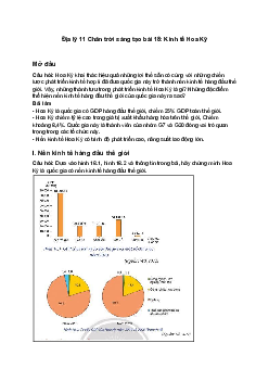 Địa lý 11 Chân trời sáng tạo bài 18: Kinh tế Hoa Kỳ