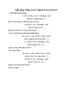 Ngữ pháp Tiếng Anh 3 Global Success Unit 17