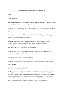 Giải Tiếng Anh 11 Unit 4: Getting Started