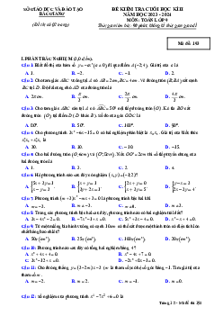 Đề kiểm tra cuối học kì 2 Toán 9 năm 2023 – 2024 sở GD&ĐT Bắc Giang
