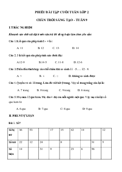 Phiếu bài tập cuối tuần Toán lớp 2 | Chân trời sáng tạo - Tuần 9