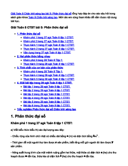 Toán 8 Chân trời sáng tạo bài 5: Phân thức đại số