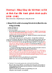 Chương 1 Đảng Cộng sản Việt Nam và Cuộc Đấu Tranh Giành Chính Quyền | Môn Lịch sử Đảng Cộng Sản Việt Nam - Đại học Kinh Tế Quốc Dân