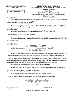 Đề vào lớp 10 môn Toán (chuyên) năm 2023 – 2024 trường chuyên Hùng Vương – Phú Thọ